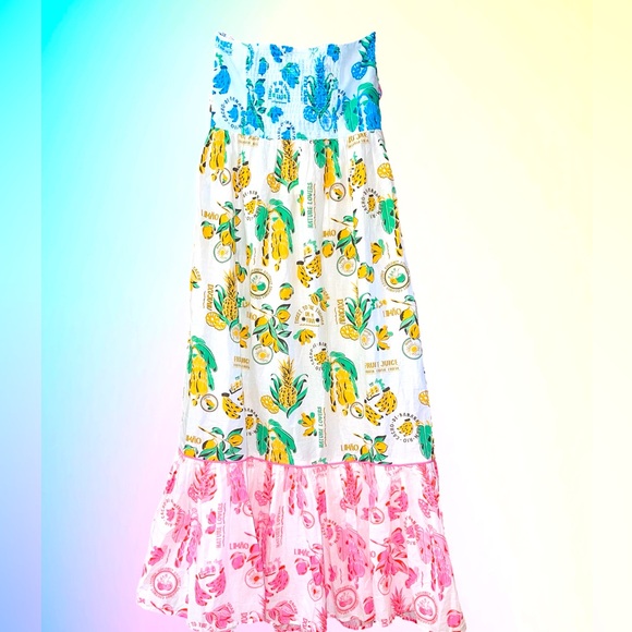🆕NWT #265 Farm Rio Tiered Cutout Cover Up Midi Dress Women Cotton Tropical, Sm. - Picture 6 of 15